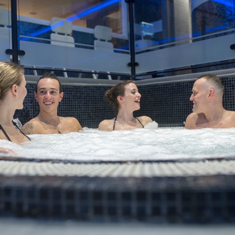 Members relaxing in the jacuzzi at Beechdown